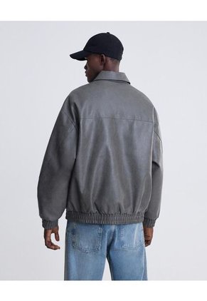 Chaqueta Pu Gris  Para Hombre Gris Seven Seven