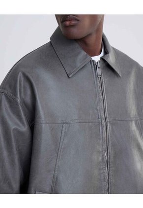 Chaqueta Pu Gris  Para Hombre Gris Seven Seven