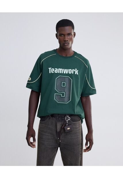Camiseta Screen Oversize  Para Hombre Verde Seven Seven