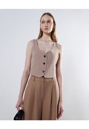 Chaleco Para Mujer Color Camel Marca Seven Seven #28250116