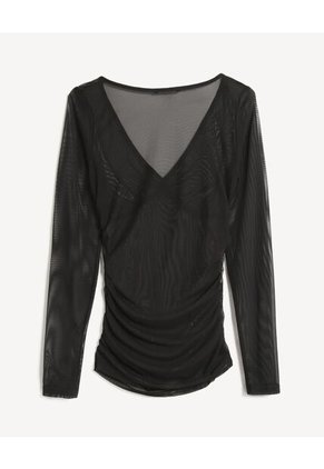 Camiseta En Mesh  Para Mujer Negro Seven Seven