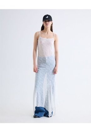 Vestido De Tiras Con Encaje  Para Mujer Blanco Seven Seven