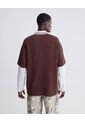 Polo Manga Larga  Para Hombre Café Seven Seven de Seven Seven