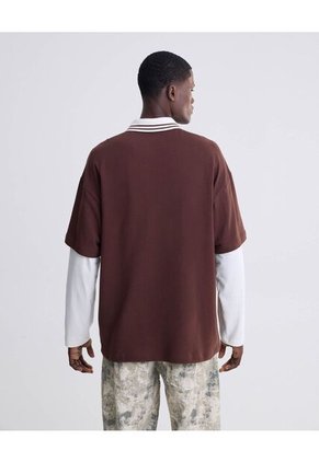 Polo Manga Larga  Para Hombre Café Seven Seven