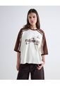 Camiseta Boxy Manga Corta  Para Mujer Café Seven Seven de Seven Seven