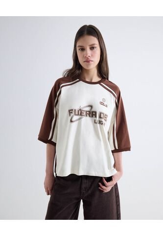 Camiseta Boxy Manga Corta  Para Mujer Café Seven Seven Seven Seven