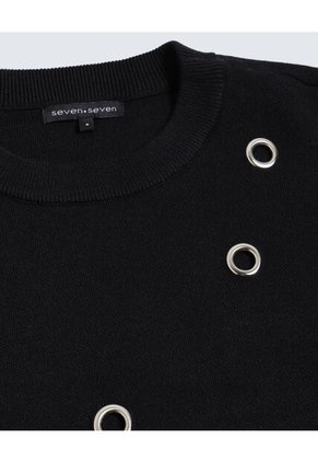 Saco Para Mujer Cuello Redondo Color Negro Marca Seven Seven #28330647