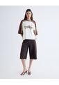 Camiseta Boxy Manga Corta  Para Mujer Café Seven Seven de Seven Seven