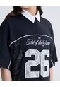 Camiseta Manga Corta Con Encaje  Para Mujer Negro Seven Seven de Seven Seven