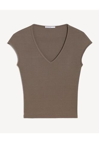 Top Rib Cuello Redondo  Para Mujer Verde Seven Seven Seven Seven