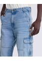 Jean Loose Cargo Con Desgaste  Para Hombre Azul Seven Seven de Seven Seven