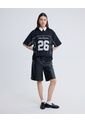 Camiseta Manga Corta Con Encaje  Para Mujer Negro Seven Seven de Seven Seven