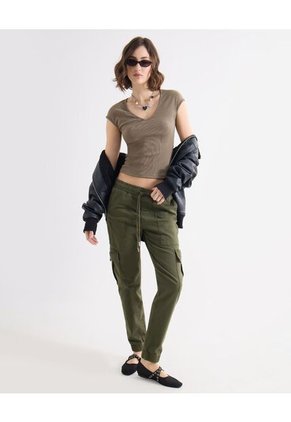 Top Rib Cuello Redondo  Para Mujer Verde Seven Seven