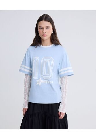 Camiseta Manga Larga  Para Mujer Azul Seven Seven Seven Seven