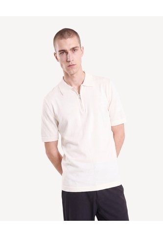 Polo Tricot Con Cremallera  Para Hombre Marfil Seven Seven Seven Seven