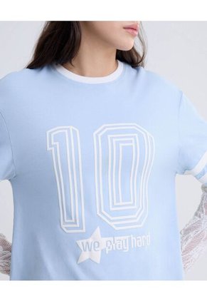 Camiseta Manga Larga  Para Mujer Azul Seven Seven