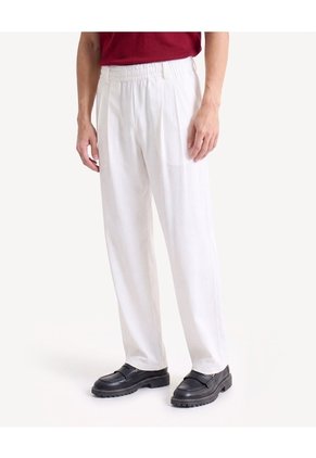 Pantalón Rústico Con Prenses Para Hombre Blanco Seven Seven