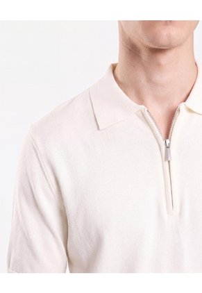 Polo Tricot Con Cremallera  Para Hombre Marfil Seven Seven