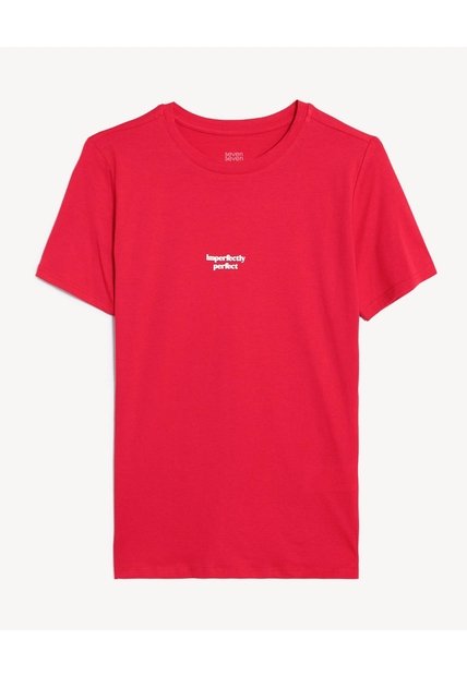 Camiseta Screen Semiajustada  Para Mujer Rojo Seven Seven
