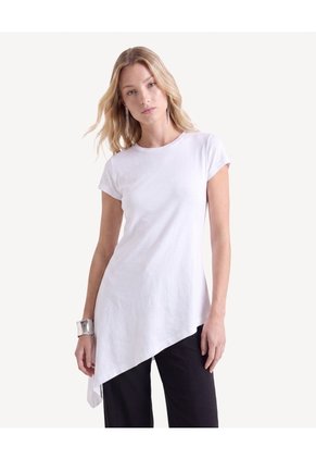 Camiseta Asimetría Sutil  Para Mujer Crudo Seven Seven