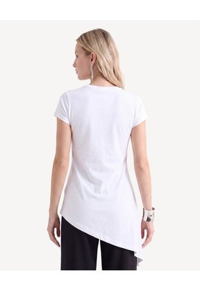 Camiseta Asimetría Sutil  Para Mujer Crudo Seven Seven
