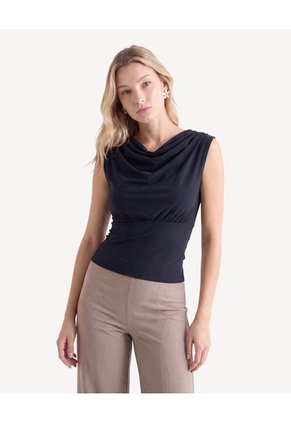 Camiseta Ojal Frontal  Para Mujer Negro Seven Seven
