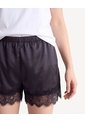 Short Satinado Encaje  Para Mujer Negro Seven Seven de Seven Seven