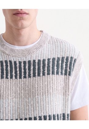 Chaleco Tejido Tricolor  Para Hombre Verde Seven Seven