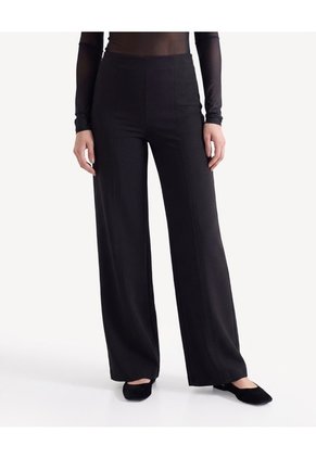 Pantalón Recto Con Cortes Para Mujer Negro Seven Seven