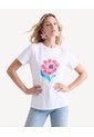Camiseta Gráfica Fit Holgado  Para Mujer Crudo Seven Seven de Seven Seven