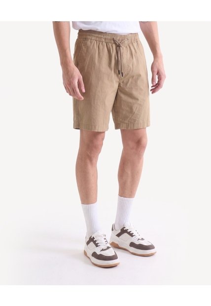 Bermuda Stretch Encauchada  Para Hombre Camel Seven Seven