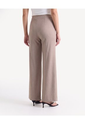Pantalón Recto Con Cortes  Para Mujer Taupe Seven Seven