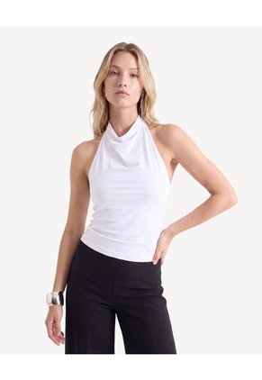 Camiseta Halter Con Escote Para Mujer Blanco Seven Seven