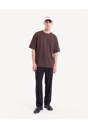 Camiseta Oversize Tejida Para Hombre Café Seven Seven