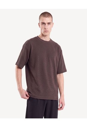 Camiseta Oversize Tejida Para Hombre Café Seven Seven