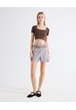 Short Tiro Alto Con Cinturón  Para Mujer Taupe Seven Seven de Seven Seven