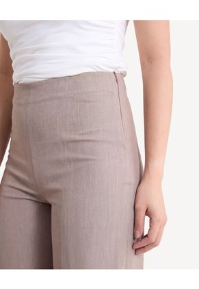 Pantalón Recto Con Cortes  Para Mujer Taupe Seven Seven