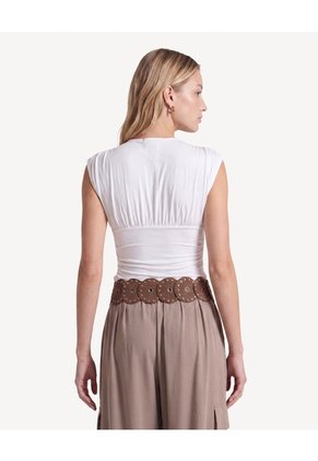 Camiseta Cuello V Con Recogidos Para Mujer Crudo Seven Seven