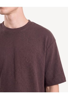 Camiseta Oversize Tejida Para Hombre Café Seven Seven