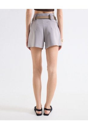 Short Tiro Alto Con Cinturón  Para Mujer Taupe Seven Seven