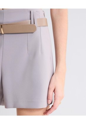 Short Tiro Alto Con Cinturón  Para Mujer Taupe Seven Seven