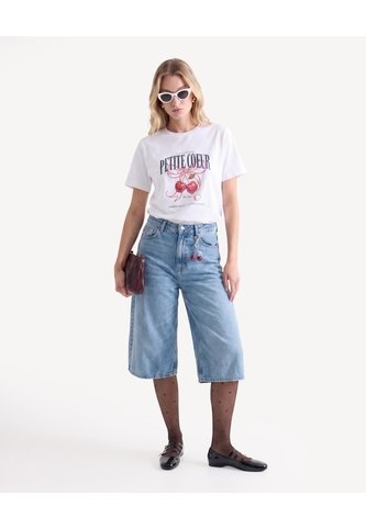Camiseta Screen Holgada  Para Mujer Crudo Seven Seven Seven Seven