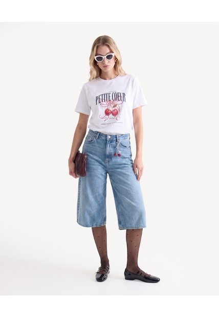 Camiseta Screen Holgada  Para Mujer Crudo Seven Seven