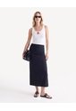 Falda Midi Con Recogidos  Para Mujer Negro Seven Seven de Seven Seven