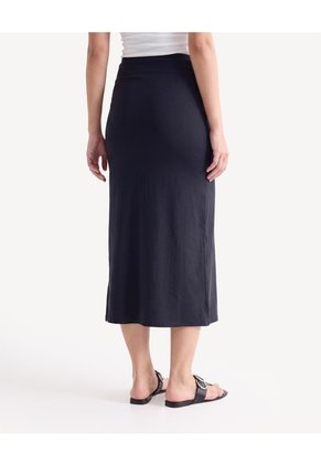Falda Midi Con Recogidos  Para Mujer Negro Seven Seven