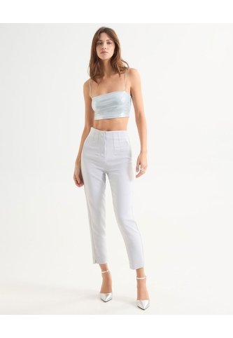 Pantalón Casual Con Prenses  Para Mujer Gris Seven Seven Seven Seven