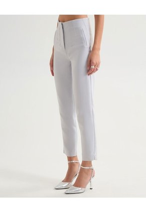 Pantalón Casual Con Prenses  Para Mujer Gris Seven Seven
