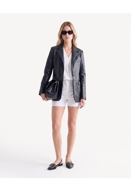 Blusa Escote V En Satin  Para Mujer Blanco Seven Seven