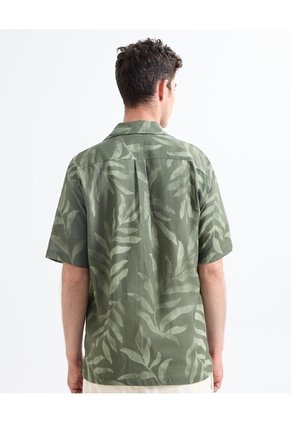 Camisa Resort Estampada Para Hombre Verde Seven Seven