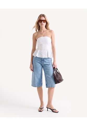 Blusa Peplum Texturizada  Para Mujer Blanco Seven Seven Seven Seven
